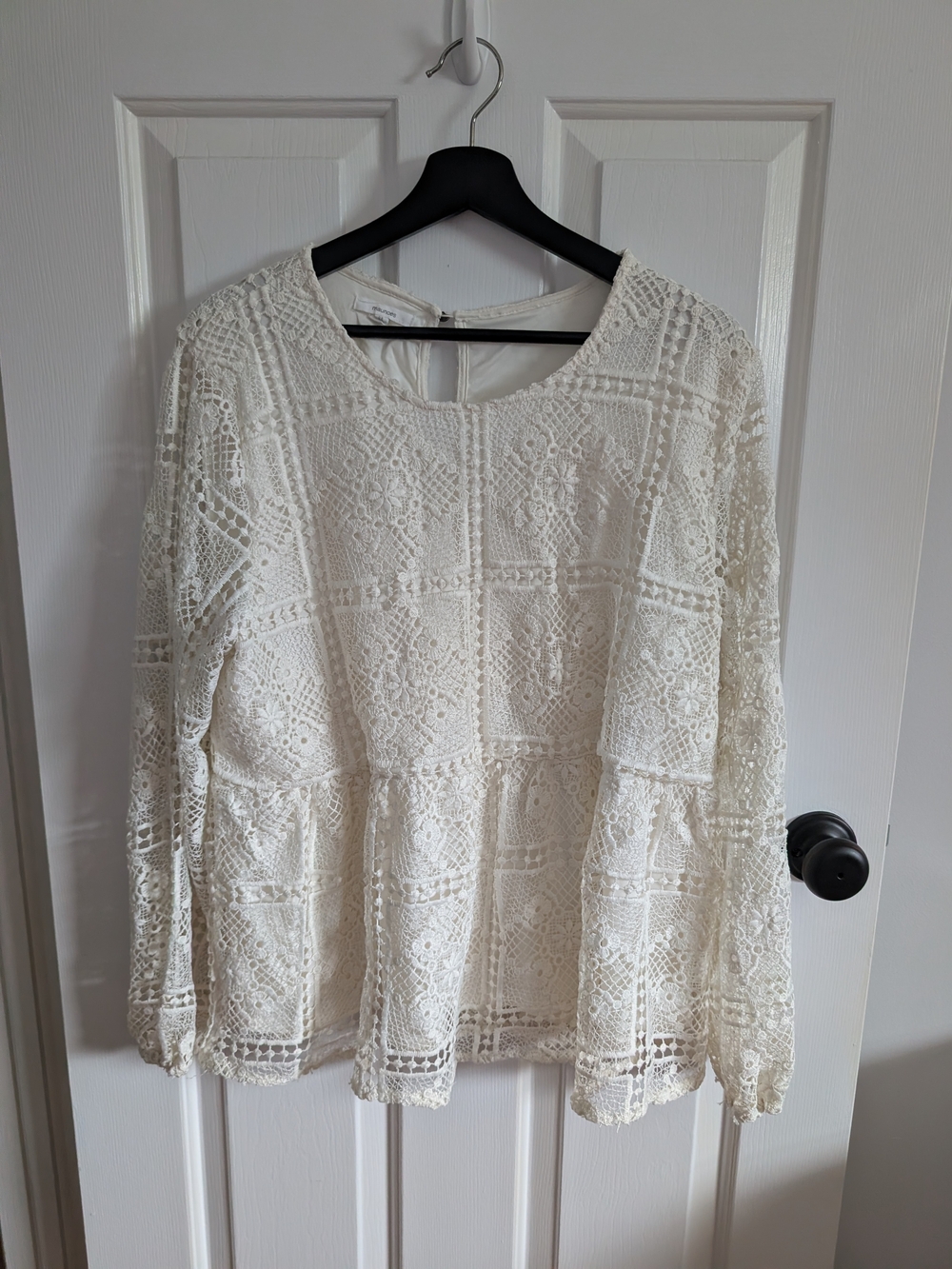 Maurices Women's White Crochet Lace Long Sleeve Blouse Size XXL